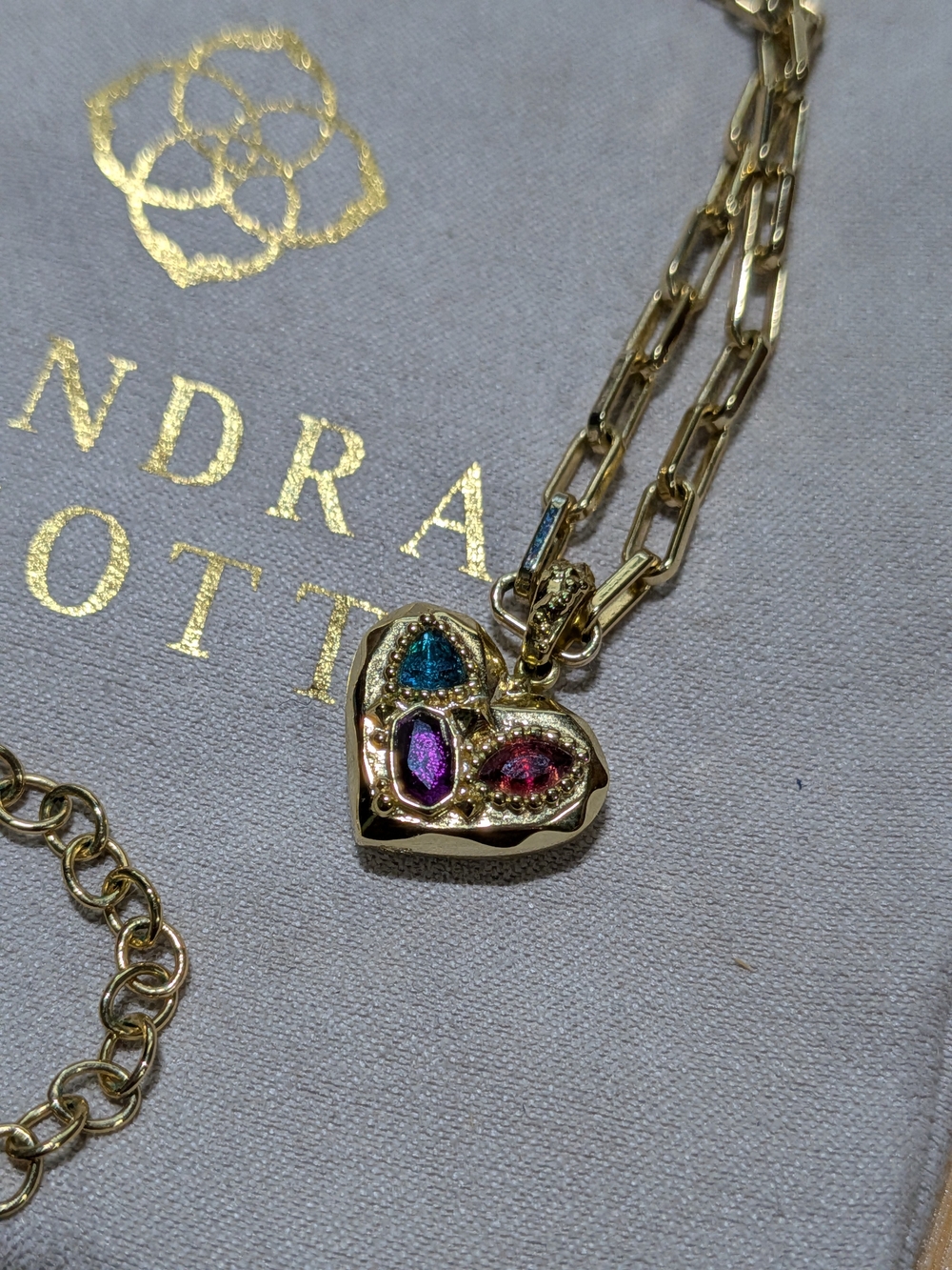 Kendra Scott Penny Heart Necklace - Multi Mix, 14K Gold Plated